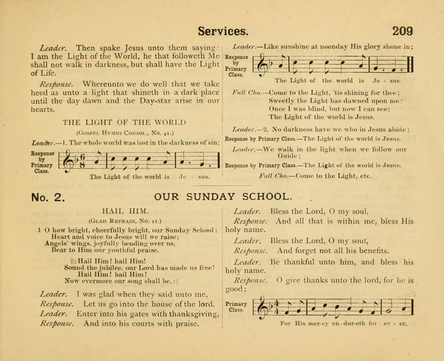 Our Song Book: a collection of songs selected and edited expressly for the Sunday School of the First Baptist Peddie Memorial Church, Newark, N. J. page 208
