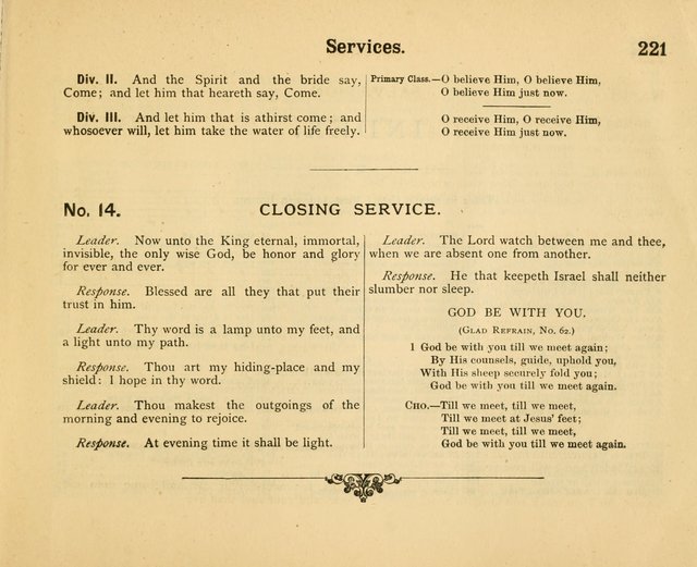 Our Song Book: a collection of songs selected and edited expressly for the Sunday School of the First Baptist Peddie Memorial Church, Newark, N. J. page 220