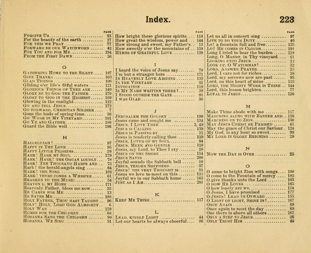 Our Song Book: a collection of songs selected and edited expressly for the Sunday School of the First Baptist Peddie Memorial Church, Newark, N. J. page 222
