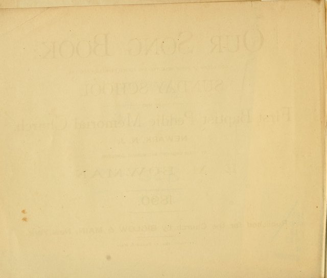 Our Song Book: a collection of songs selected and edited expressly for the Sunday School of the First Baptist Peddie Memorial Church, Newark, N. J. page iv