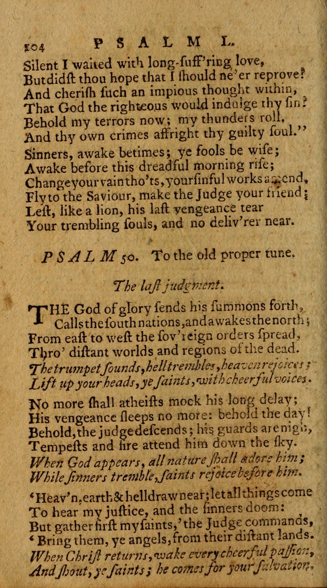 Psalms, carefully suited to the Christian worship in the United States of America: being an improvement of the old version of the Psalms of David ; allowed by the reverend Synod of New York and Philad page 104