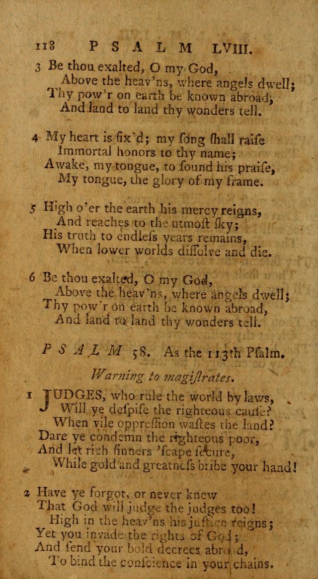 Psalms, carefully suited to the Christian worship in the United States of America: being an improvement of the old version of the Psalms of David ; allowed by the reverend Synod of New York and Philad page 118