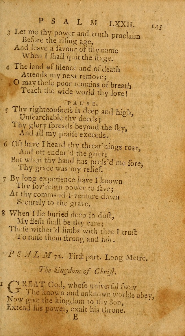 Psalms, carefully suited to the Christian worship in the United States of America: being an improvement of the old version of the Psalms of David ; allowed by the reverend Synod of New York and Philad page 145