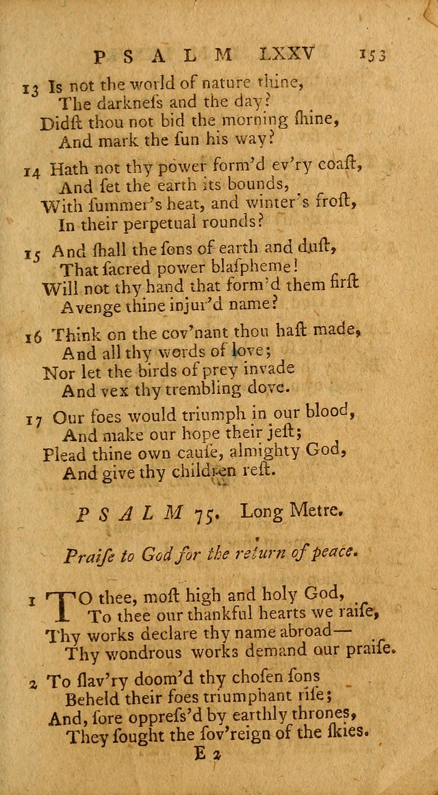 Psalms, carefully suited to the Christian worship in the United States of America: being an improvement of the old version of the Psalms of David ; allowed by the reverend Synod of New York and Philad page 153