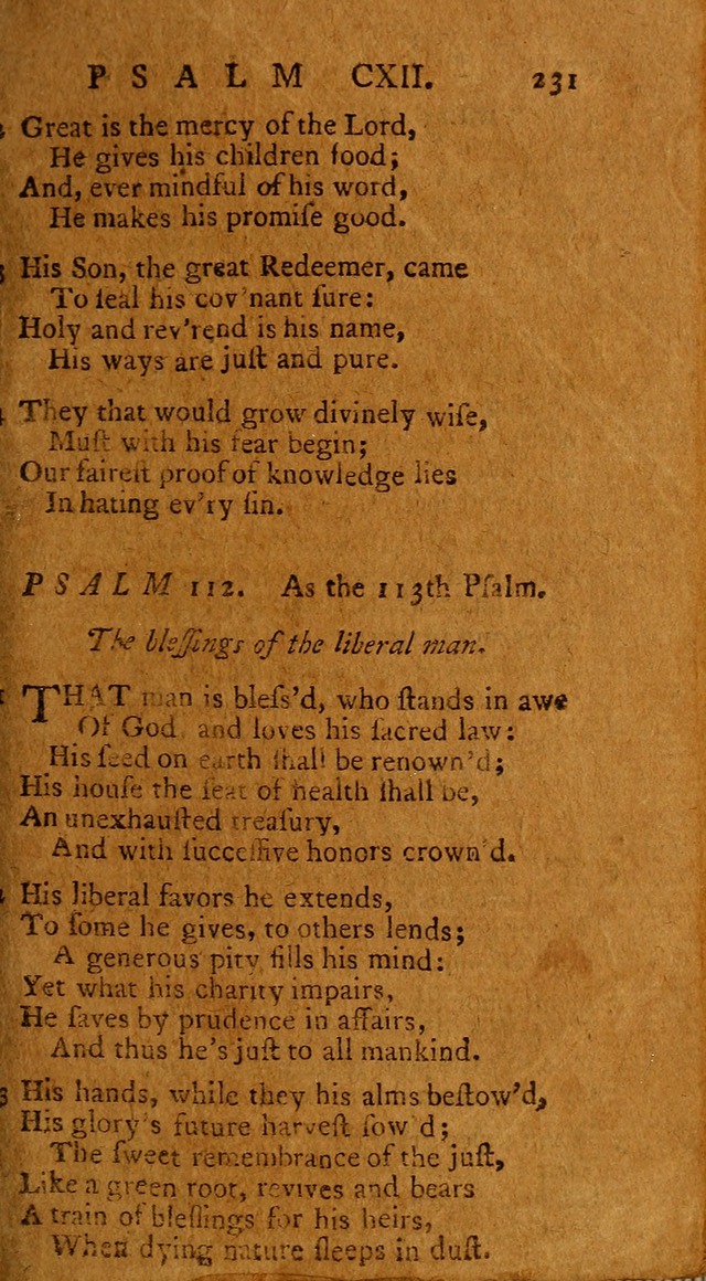 Psalms, carefully suited to the Christian worship in the United States of America: being an improvement of the old version of the Psalms of David ; allowed by the reverend Synod of New York and Philad page 231