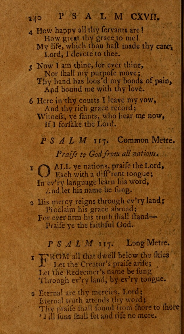 Psalms, carefully suited to the Christian worship in the United States of America: being an improvement of the old version of the Psalms of David ; allowed by the reverend Synod of New York and Philad page 242