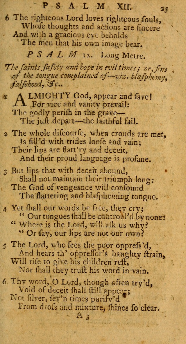 Psalms, carefully suited to the Christian worship in the United States of America: being an improvement of the old version of the Psalms of David ; allowed by the reverend Synod of New York and Philad page 25