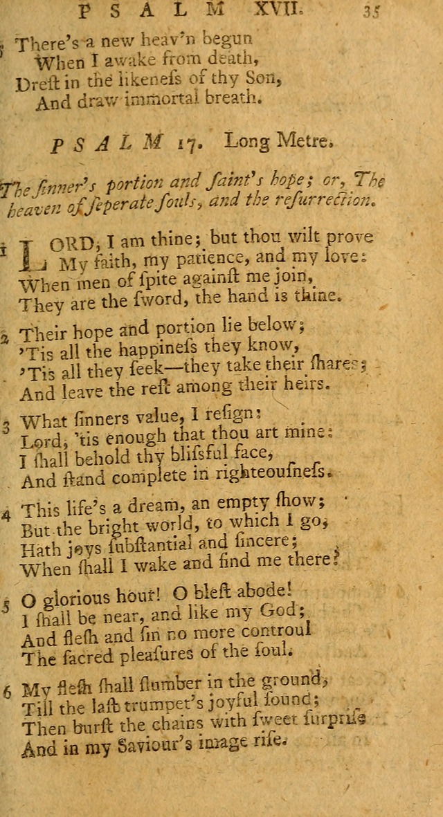 Psalms, carefully suited to the Christian worship in the United States of America: being an improvement of the old version of the Psalms of David ; allowed by the reverend Synod of New York and Philad page 35