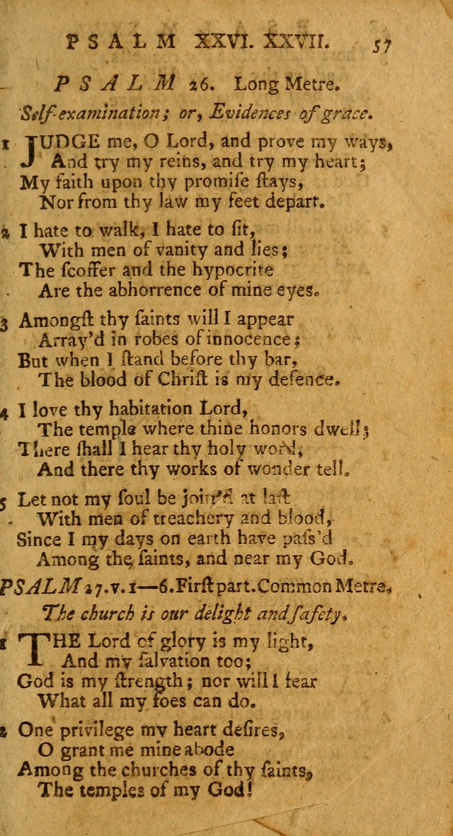 Psalms, carefully suited to the Christian worship in the United States of America: being an improvement of the old version of the Psalms of David ; allowed by the reverend Synod of New York and Philad page 57