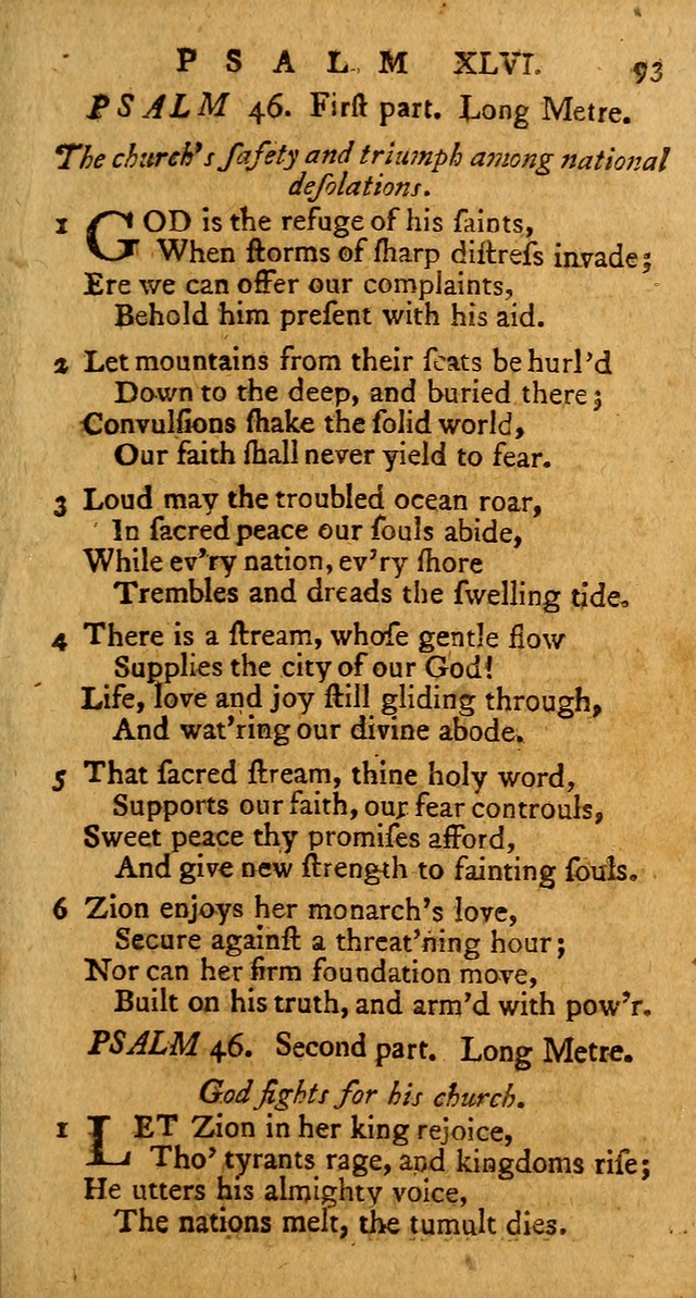 Psalms, carefully suited to the Christian worship in the United States of America: being an improvement of the old version of the Psalms of David ; allowed by the reverend Synod of New York and Philad page 93