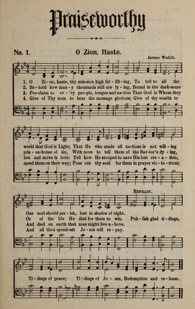 The New Praiseworthy: for the Church and Sunday School page 1