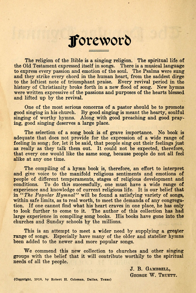 The Popular Hymnal page v