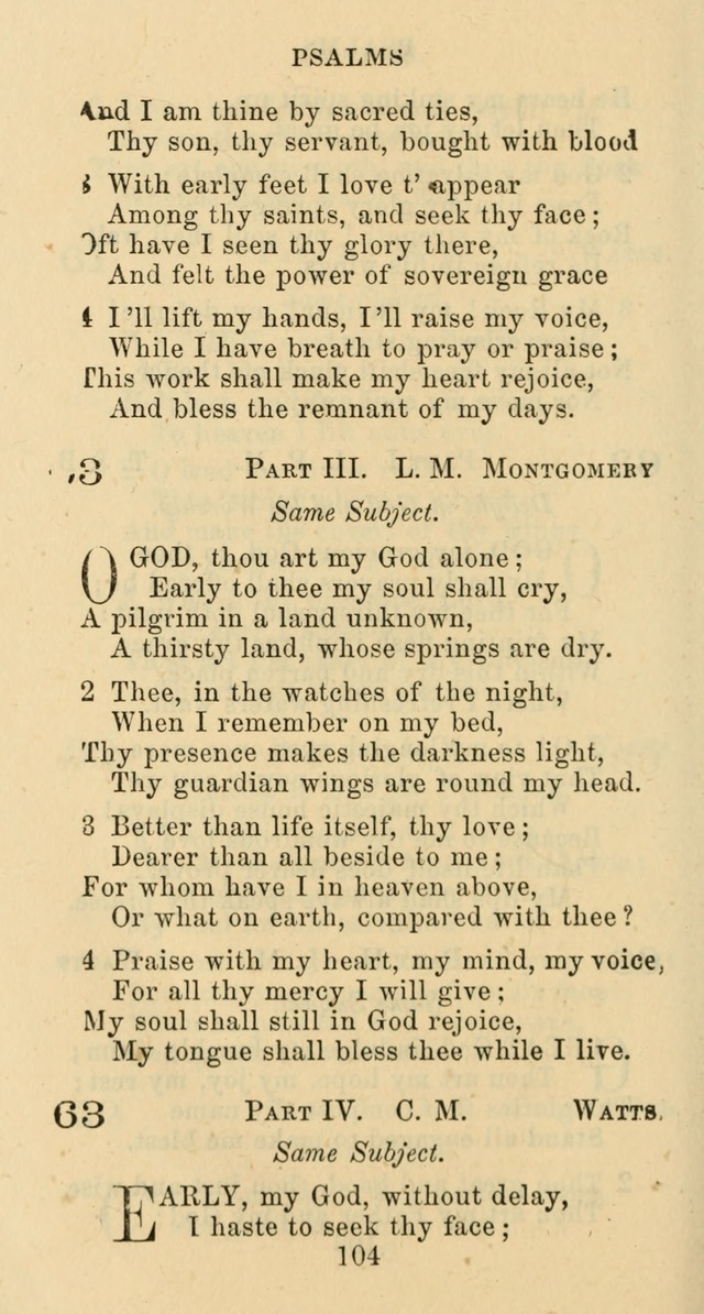 Psalms and Hymns: adapted to social, private and public worship in the Cumberland Presbyterian Chruch page 104