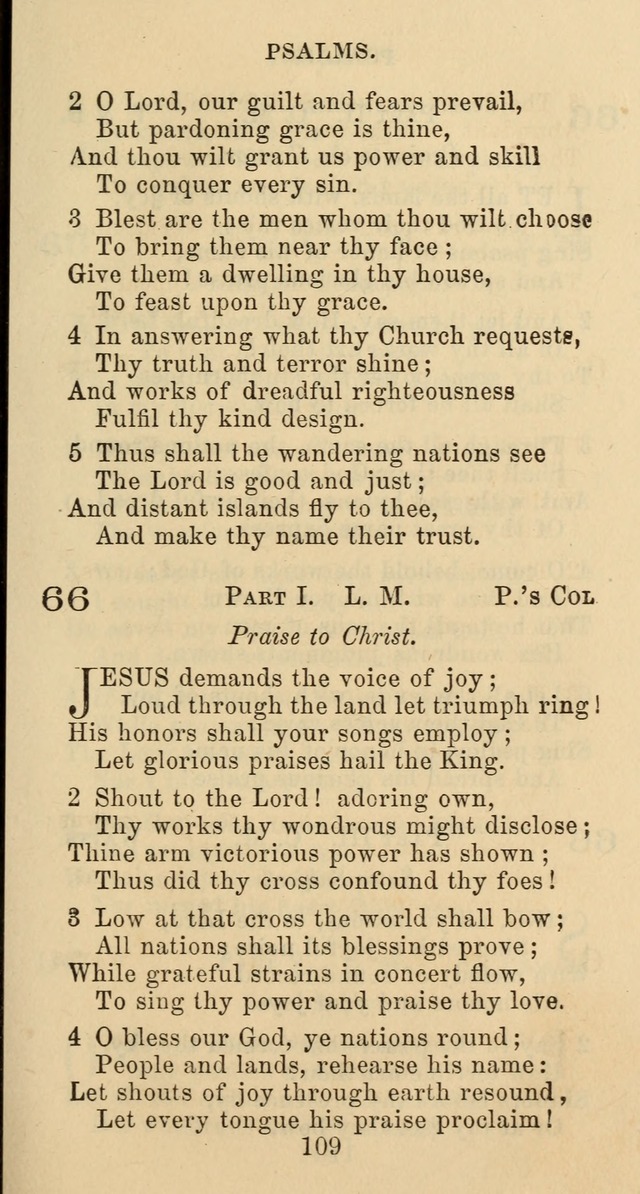 Psalms and Hymns: adapted to social, private and public worship in the Cumberland Presbyterian Chruch page 109