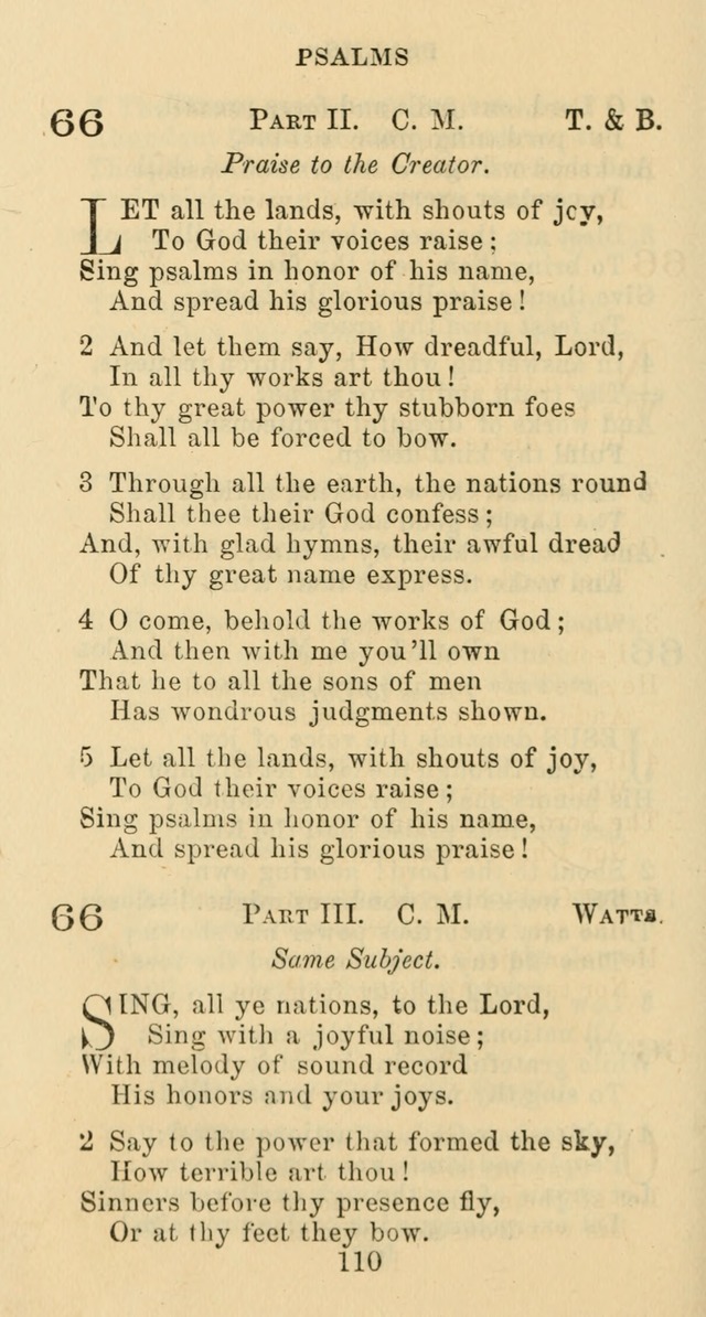 Psalms and Hymns: adapted to social, private and public worship in the Cumberland Presbyterian Chruch page 110