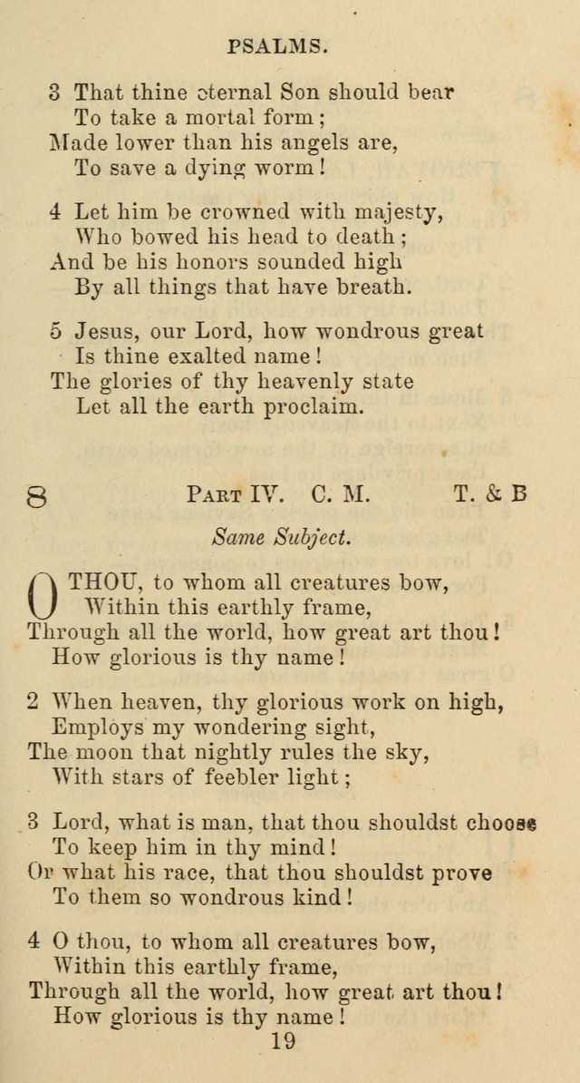 Psalms and Hymns: adapted to social, private and public worship in the Cumberland Presbyterian Chruch page 19