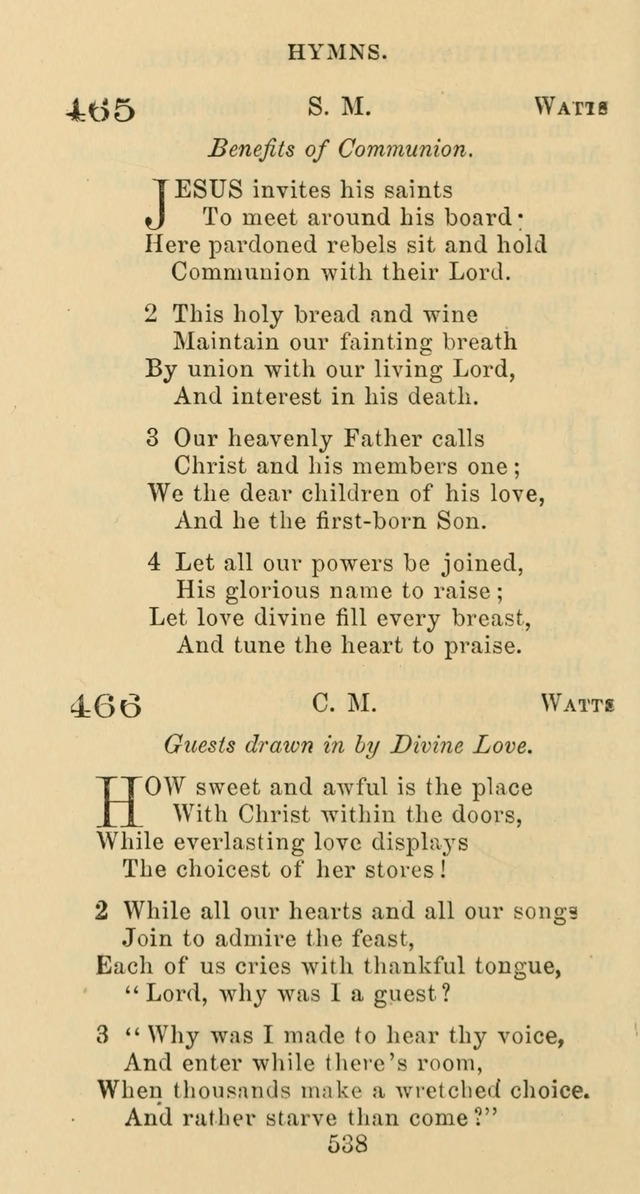 Psalms and Hymns: adapted to social, private and public worship in the Cumberland Presbyterian Chruch page 538