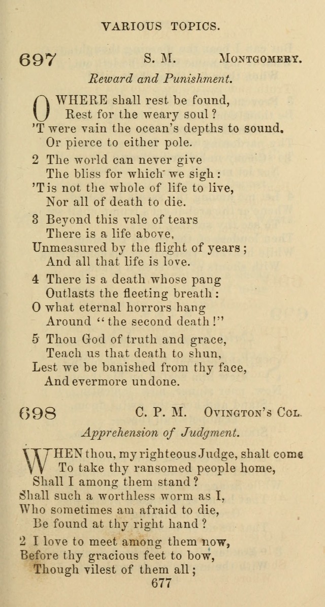 Psalms and Hymns: adapted to social, private and public worship in the Cumberland Presbyterian Chruch page 677