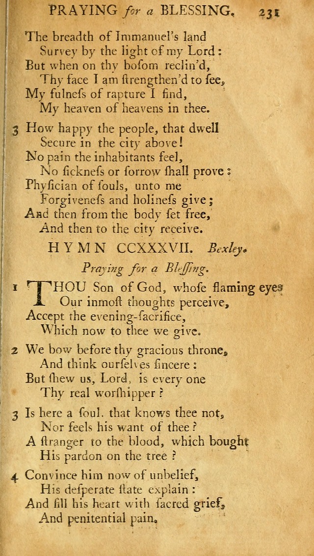 A Pocket hymn-book, designed as a constant companion for the pious: collected from various authors (11th ed.) page 231