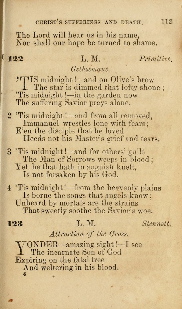 Pocket Hymns: original and selected. designed for the use of the regular Baptist church, and all who love our Lord Jesus Christ page 113