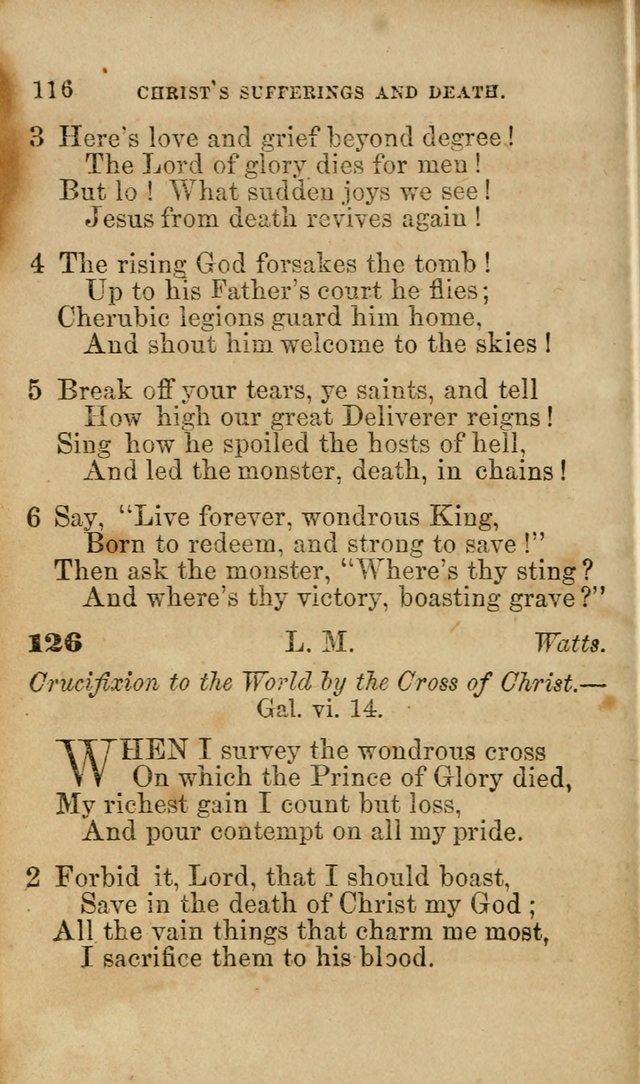 Pocket Hymns: original and selected. designed for the use of the regular Baptist church, and all who love our Lord Jesus Christ page 116