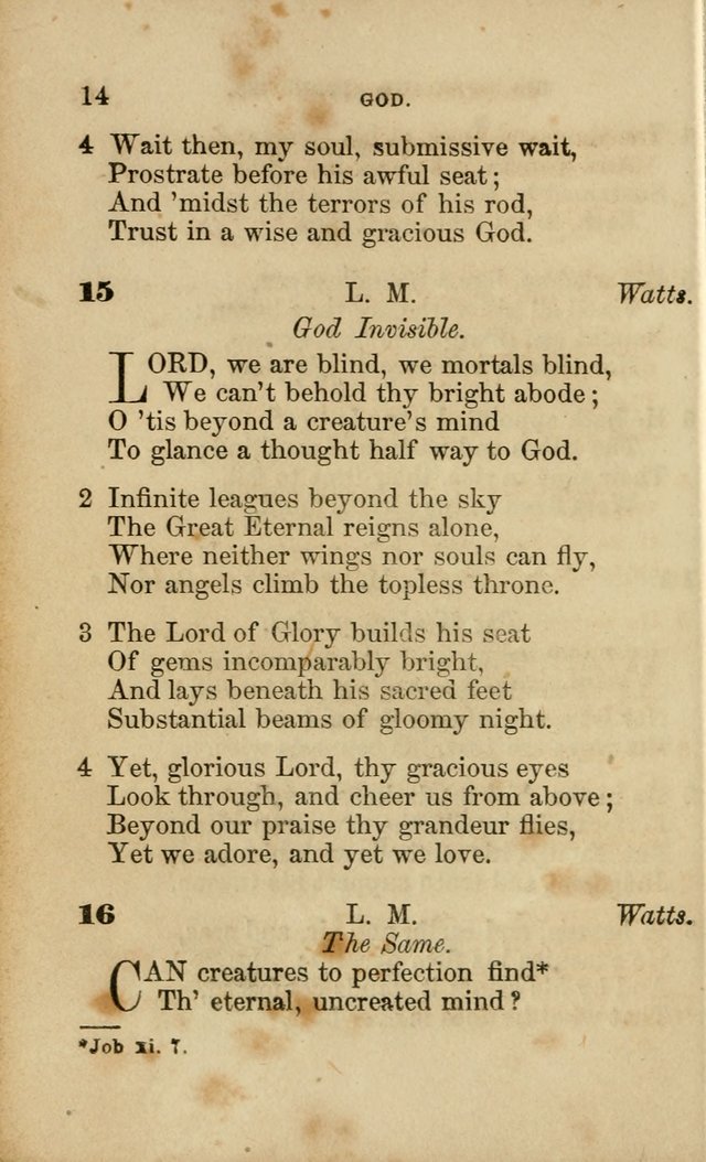 Pocket Hymns: original and selected. designed for the use of the regular Baptist church, and all who love our Lord Jesus Christ page 14