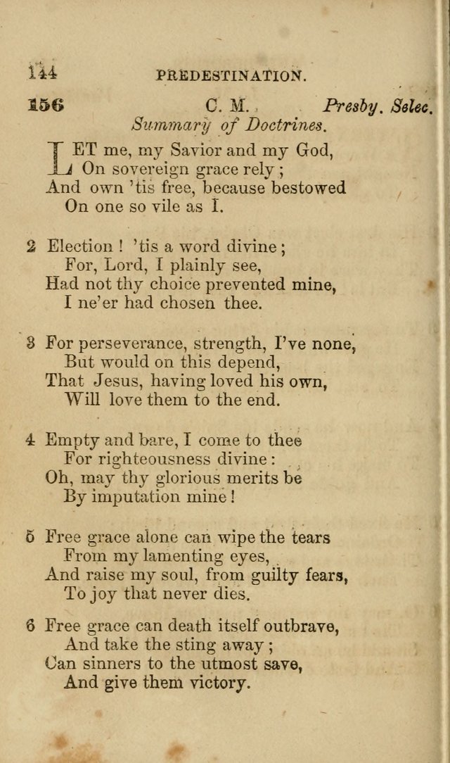 Pocket Hymns: original and selected. designed for the use of the regular Baptist church, and all who love our Lord Jesus Christ page 144
