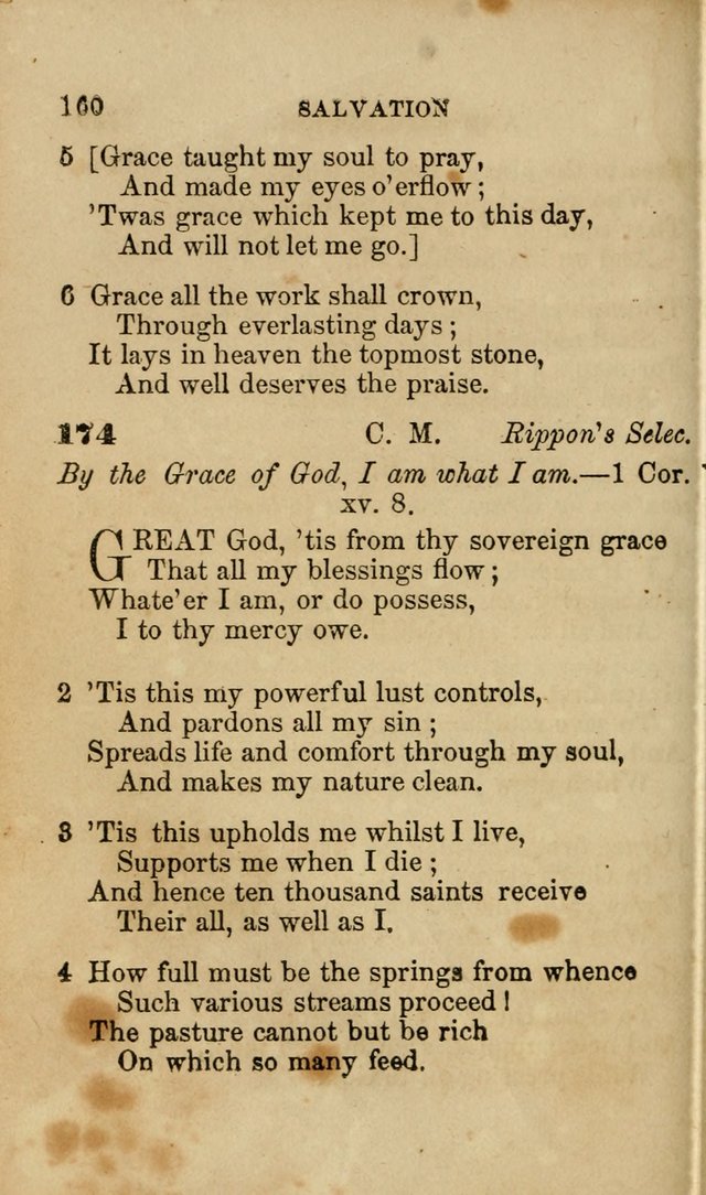 Pocket Hymns: original and selected. designed for the use of the regular Baptist church, and all who love our Lord Jesus Christ page 160