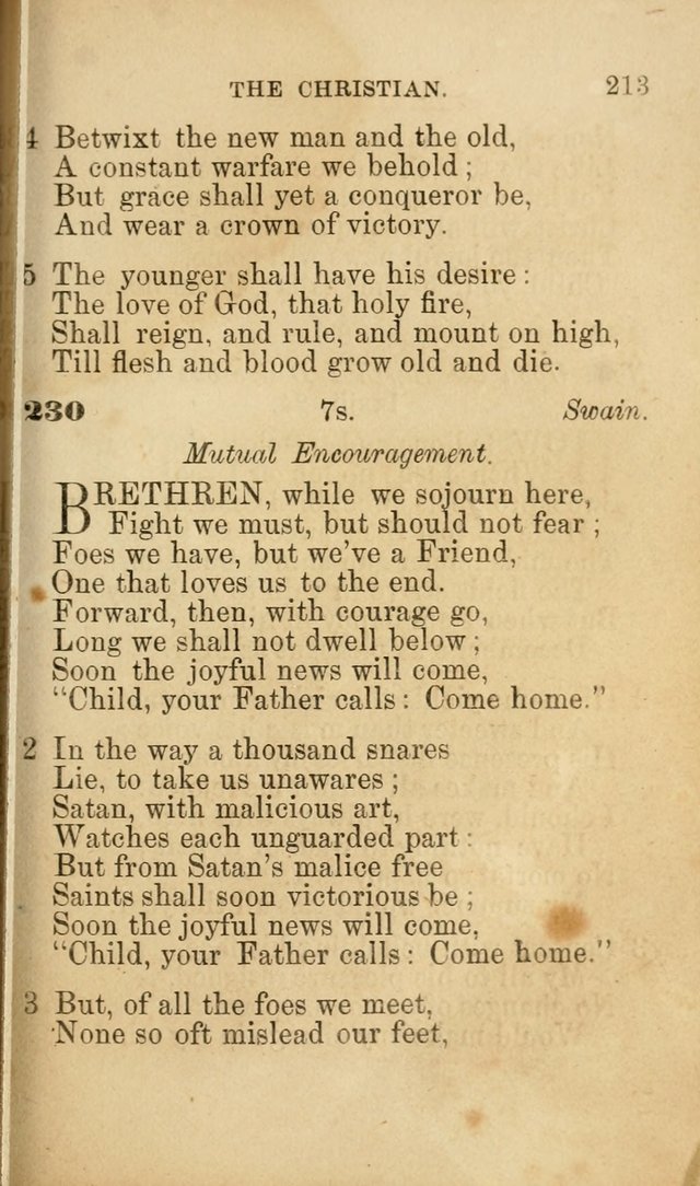 Pocket Hymns: original and selected. designed for the use of the regular Baptist church, and all who love our Lord Jesus Christ page 213