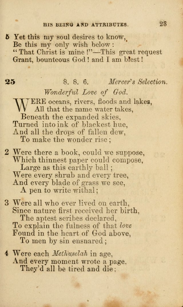 Pocket Hymns: original and selected. designed for the use of the regular Baptist church, and all who love our Lord Jesus Christ page 23