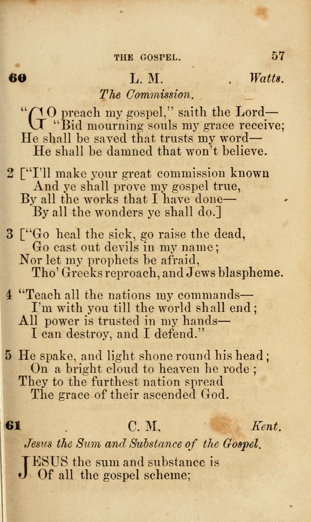 Pocket Hymns: original and selected. designed for the use of the regular Baptist church, and all who love our Lord Jesus Christ page 57