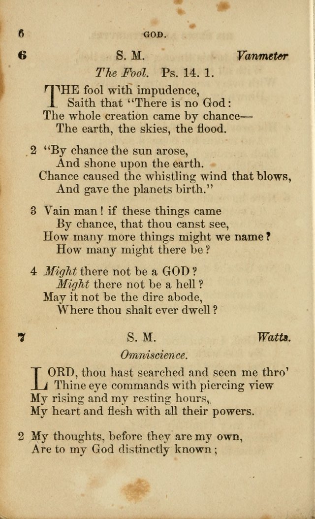 Pocket Hymns: original and selected. designed for the use of the regular Baptist church, and all who love our Lord Jesus Christ page 6