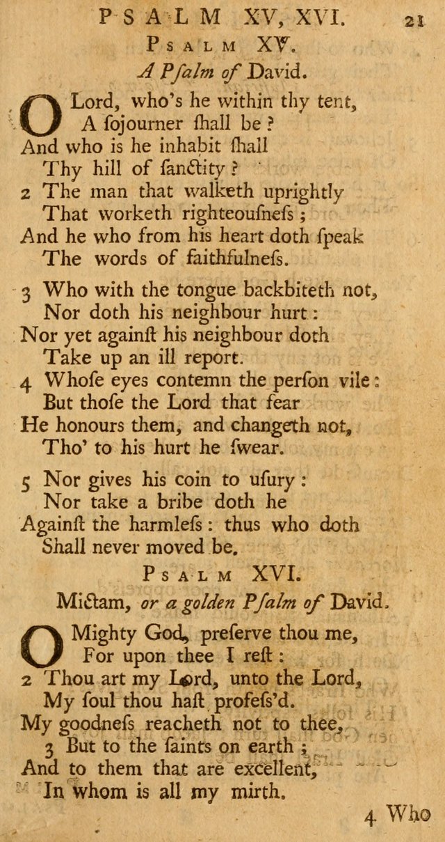 The Psalms, Hymns, and Spiritual Songs of the Old and New-Testament: faithfully translated into English metre: for the use, edification, and comfort of the saints...especially in New-England (25th ed) page 21