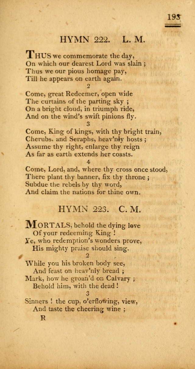 Psalms, Hymns and Spiritual Songs: selected and designed for the use of  the church universal, in public and private devotion; with an appendix, containing the original hymns omitted in the last ed. page 195