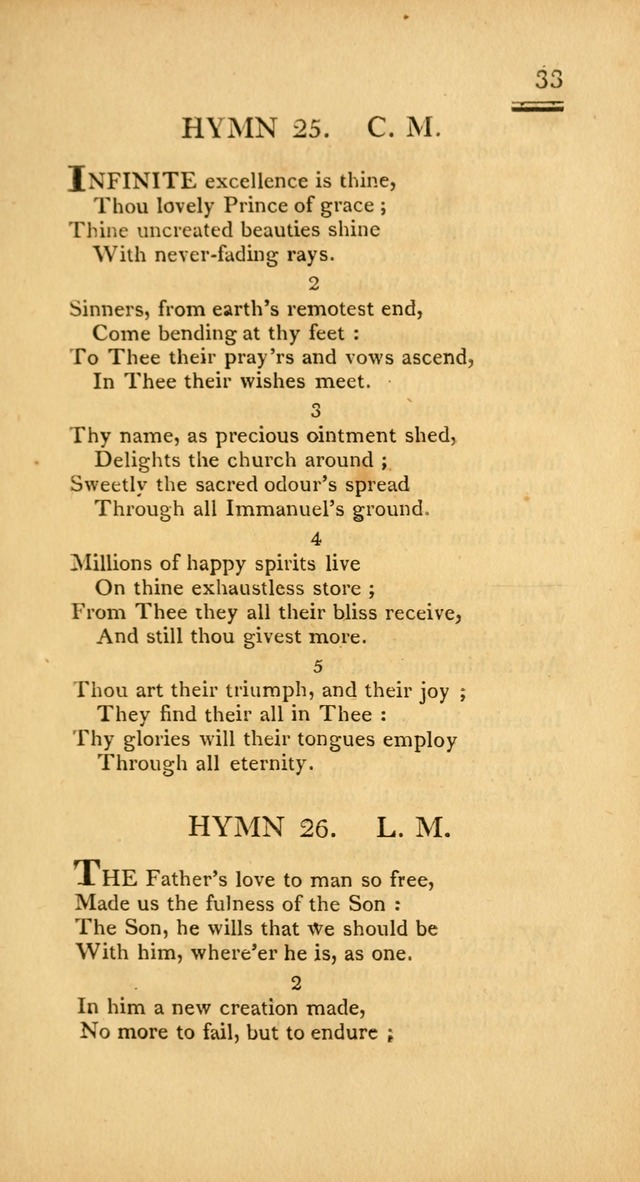 Psalms, Hymns and Spiritual Songs: selected and designed for the use of  the church universal, in public and private devotion; with an appendix, containing the original hymns omitted in the last ed. page 33