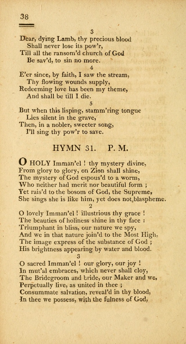 Psalms, Hymns and Spiritual Songs: selected and designed for the use of  the church universal, in public and private devotion; with an appendix, containing the original hymns omitted in the last ed. page 38