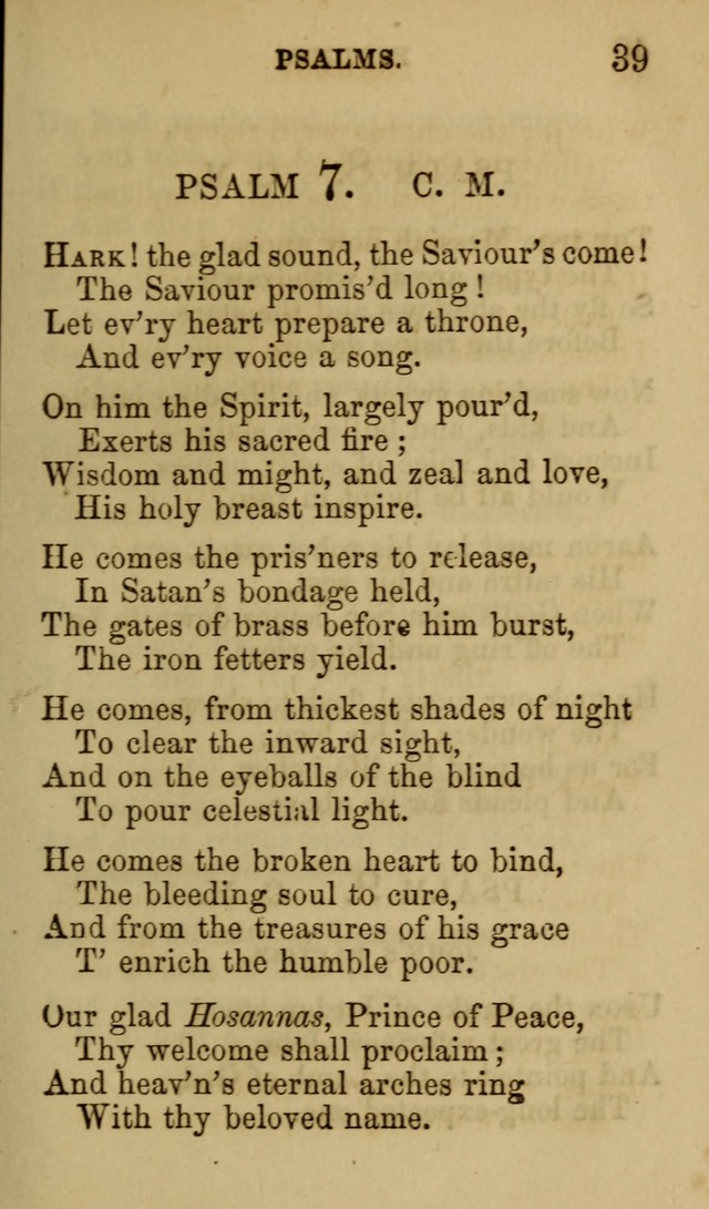 Psalms, Hymns and Spiritual Songs, Original and Selected. (7th ed.) page 39