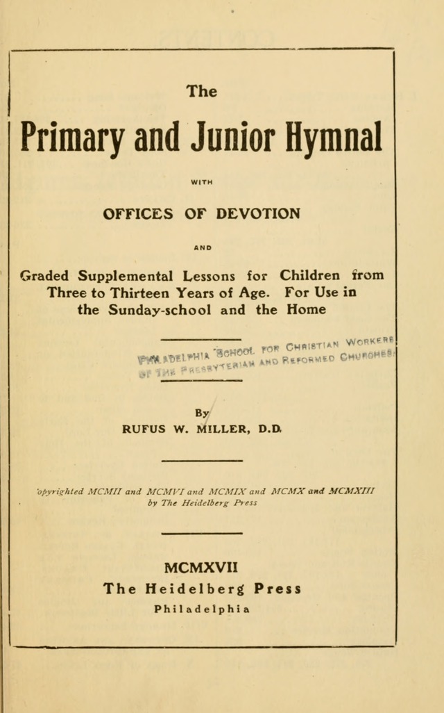 The Primary and Junior Hymnal page 3