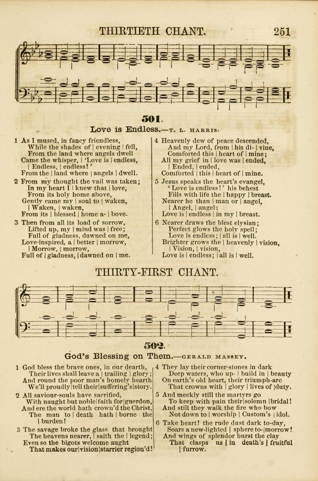 The Psalms of Life: A Compilation of Psalms, Hymns, Chants, Anthems, &c. Embodying the Spiritual, Progressive and Reformatory Sentiment of the Present Age page 251