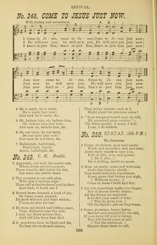 Prayer and Praise: or Hymns and Tunes for Prayer Meetings, Praise Meetings, Experience Meetings, Revivals, Missionary Meetings and all special occasions of Christian work and worship page 198