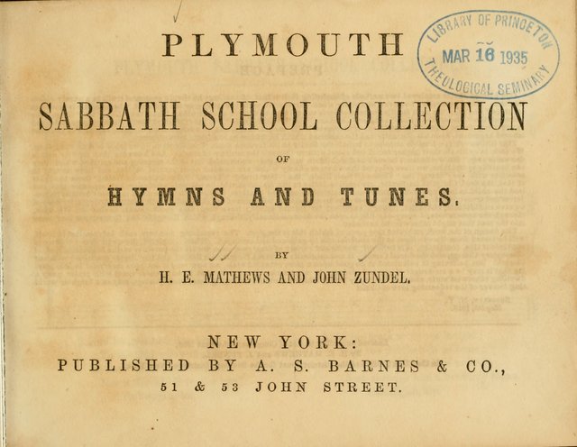 Plymouth Sabbath School Collection: or, Hymns and Tunes page 1