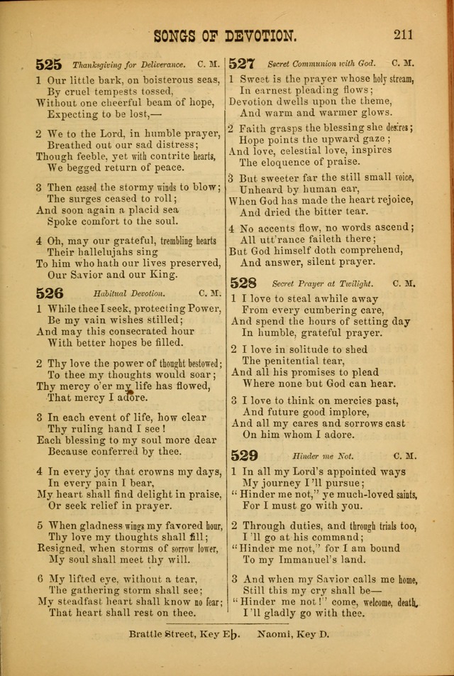 Songs of Devotion for Christian Assocations: a collection of psalms, hymns, spiritual songs, with music for chuch services, prayer and conference meetings, religious conventions, and family worship. page 211