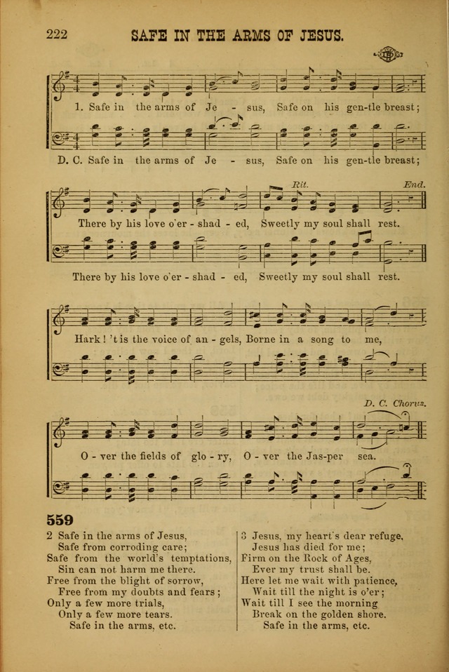 Songs of Devotion for Christian Assocations: a collection of psalms, hymns, spiritual songs, with music for chuch services, prayer and conference meetings, religious conventions, and family worship. page 222