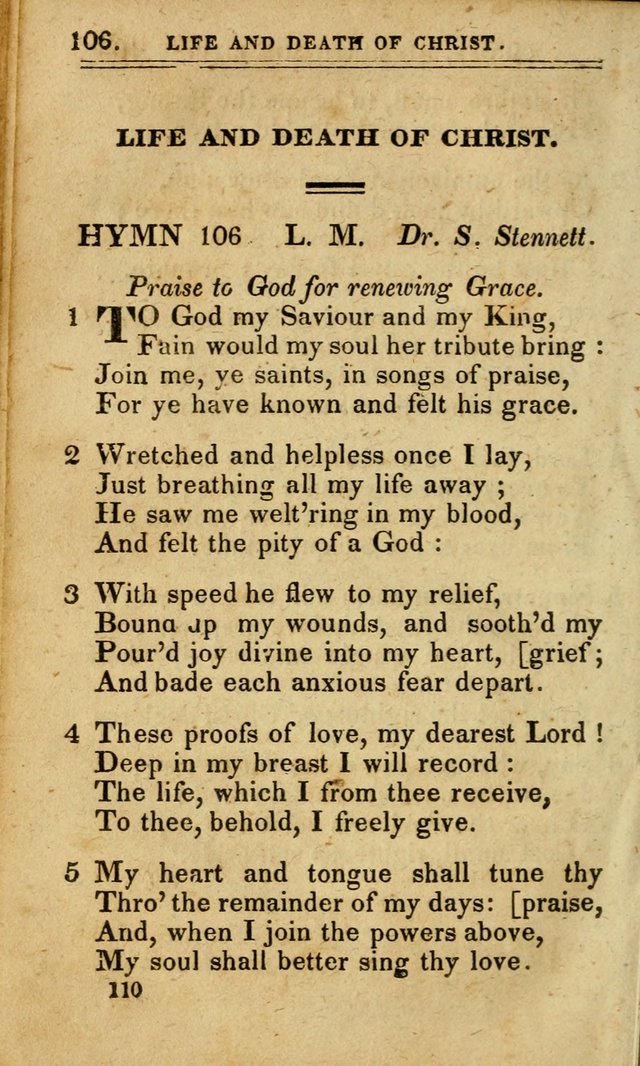 A Selection of Hymns: including a few originals, designed to aid the friends of  Zion in their private and social worship page 110