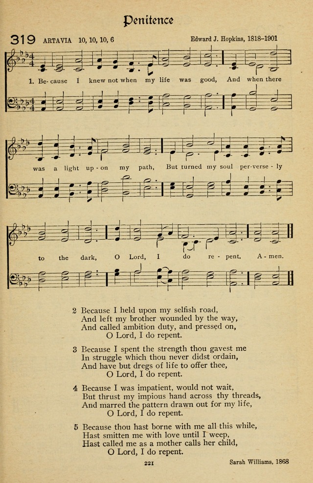 The Sanctuary Hymnal, published by Order of the General Conference of the United Brethren in Christ page 222