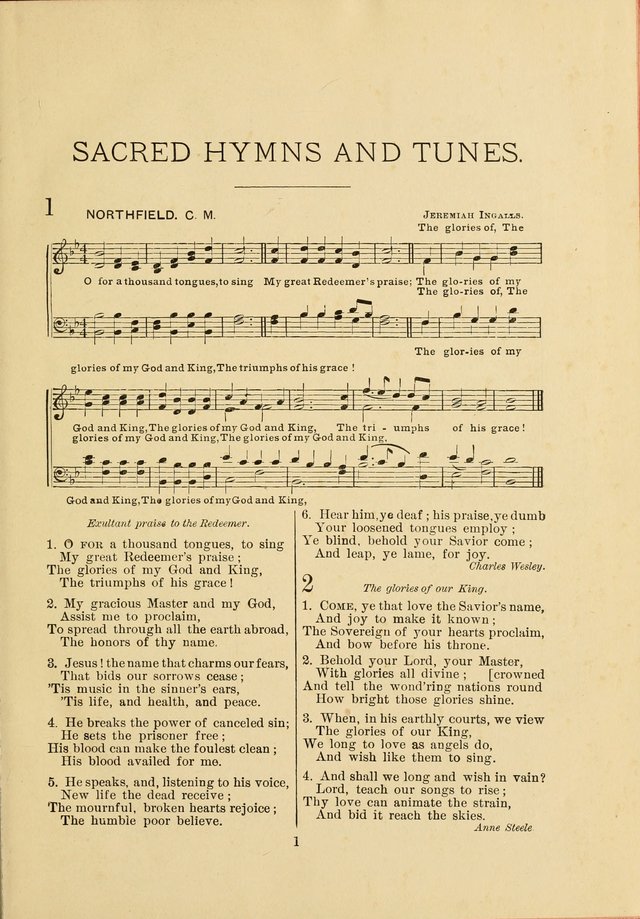 Sacred Hymns and Tunes: designed to be used by the Wesleyan Methodist Connection (or Church) of America page 1