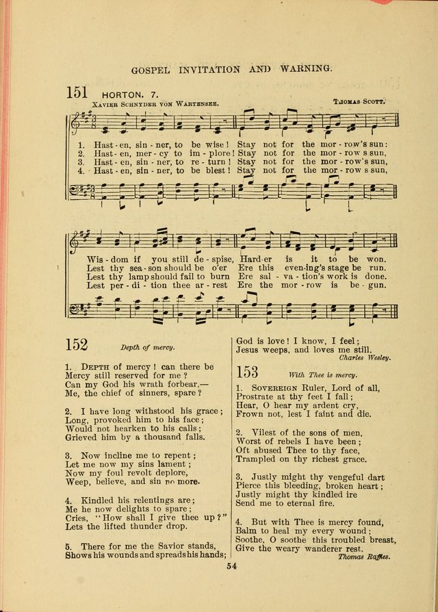 Sacred Hymns and Tunes: designed to be used by the Wesleyan Methodist Connection (or Church) of America page 54