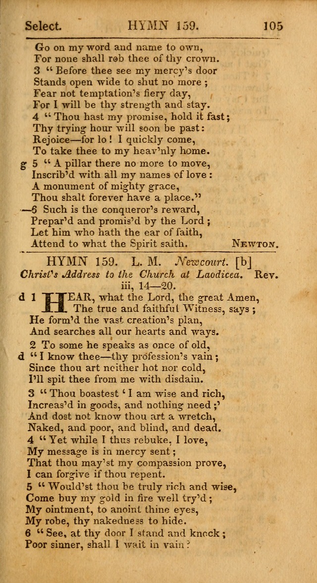 Select Hymns: the third part of Christian Psalmody; with directions for musical expression (Stereotype ed.) page 105