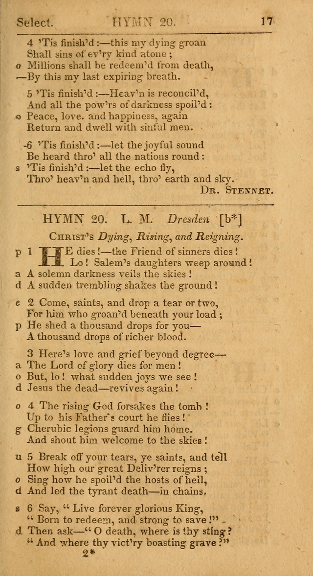 Select Hymns: the third part of Christian Psalmody; with directions for musical expression (Stereotype ed.) page 17