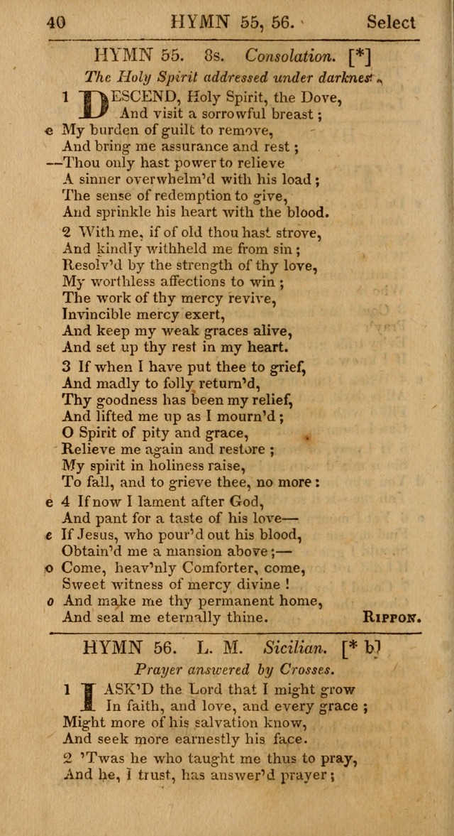 Select Hymns: the third part of Christian Psalmody; with directions for musical expression (Stereotype ed.) page 40